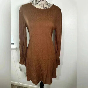 NWT Saltwater LUXE brown Velvet Short long Sleeve Dress Size S.